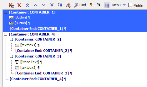 All of the controls in the container are selected.